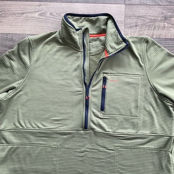 Orvis Horseshoe Hills Fleece 1/2 Zip Womens XL Green Navy Stretch Relaxed 3J79 - Picture 3 of 12